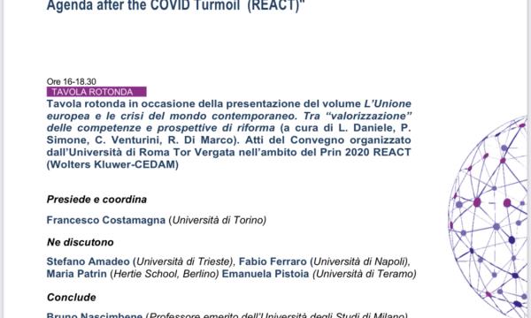 L'Unione europea e la risposta alle crisi: ruolo delle istituzioni, governance, competenze PRIN 2020 - 